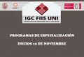 PROGRAMAS DE ESPECIALIZACIÓN QUE BRINDA EL INSTITUTO DE GESTIÓN DE LA CALIDAD DE LA FIIS | INICIOS 10 DE NOVIEMBRE