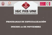 PROGRAMAS DE ESPECIALIZACIÓN QUE BRINDA EL INSTITUTO DE GESTIÓN DE LA CALIDAD DE LA FIIS | INICIOS 10 DE NOVIEMBRE