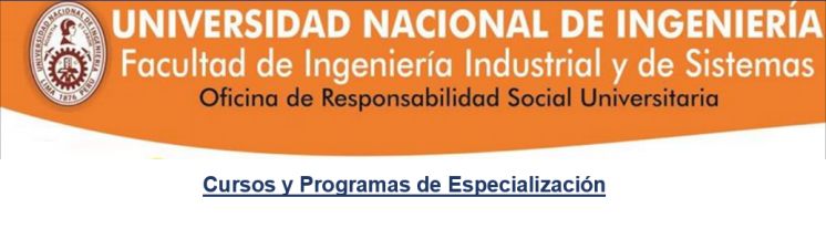 Programas y Cursos de Especializaci&oacute;n de la Facultad de Ingenier&iacute;a Industrial y de Sistemas UNI