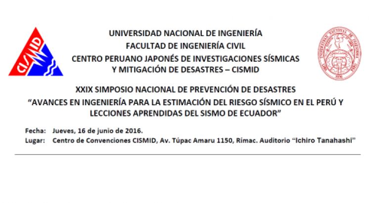 XXIX SIMPOSIO NACIONAL DE PREVENCI&Oacute;N DE DESASTRES