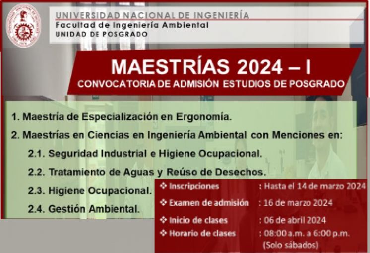 Convocatoria de Admisión de Estudios de Posgrado de la Unidad de Posgrado FIA: Maestria 2024 | Inscripciones hasta el 14 de Marzo