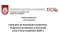 Calendario de Actividades Acad&eacute;micas de los Programas de Maestr&iacute;a y Doctorado para el Ciclo Acad&eacute;mico 2026-1 que ofrece la Unidad de Posgrado de la FIC