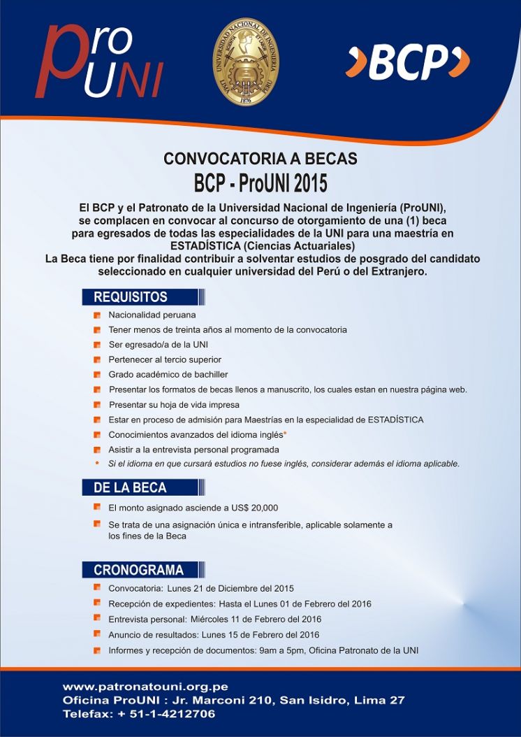 Convocatoria Beca BCP - ProUNI