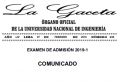 LA GACETA N° 009: COMUNICADO DEL EXAMEN DE ADMISIÓN 2019-1