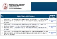 La Unidad de Posgrado de la FIQT de la  UNI, ha programado las Convocatorias de Maestr&iacute;as y Doctorado 2026-I | Inscripciones hasta el 14 de Marzo