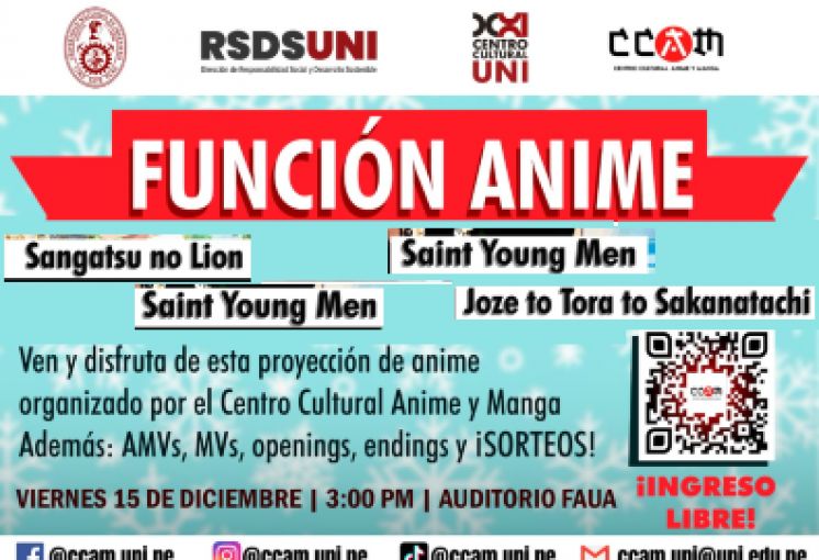 Unidad de Centro Cultural - Centro Cultural Anime y Manga invitan a la Función Anime | 15 de Diciembre