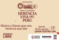 FOLKUNI los invita a: “Todas las Sangres: Herencia Viva del Perú”, un espectáculo lleno de música y danza que honra nuestras raíces y une nuestras identidades.| Fecha 28 de Agosto