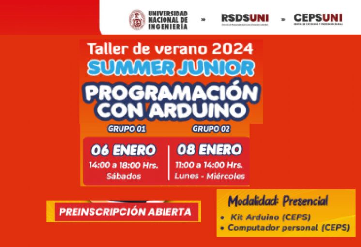 (CEPS - UNI): Capacítate en nuestro taller de Programación con Arduino | Inicios 06 y 08 de Enero - Modalidad Presencial