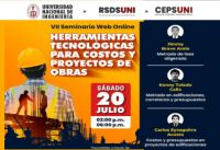 INVITACIÓN VII Seminario Web 2024: HERRAMIENTAS TECNOLÓGICAS PARA COSTOS Y PROYECTOS DE OBRAS 20 JULIO