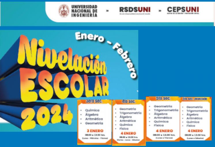 RSDS -UNI / NIVELACIÓN ESCOLAR 2024 | InicioS 03 Y 04 DE ENERO 2024