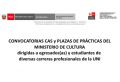 CONVOCATORIAS CAS y PLAZAS DE PRÁCTICAS DEL MINISTERIO DE CULTURA dirigidas a egresados(as) y estudiantes de diversas carreras profesionales de la UNI