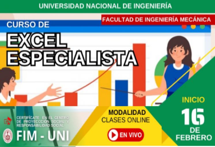 Proyección Social de la FIM Cursos 2024 | ¡Curso de Excel Especialista en menos de 2 meses! | Inicio 16 de Febrero