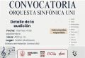 Convocatoria Orquesta Sinf&oacute;nica UNI, viernes 04 de setiembre