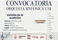 Convocatoria Orquesta Sinf&oacute;nica UNI, viernes 04 de setiembre