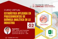 La Facultad de Ciencias invita a participar en el Curso virtual: Estadística aplicada en procedimientos de  química analítica en la industria | Fecha 02 de Diciembre
