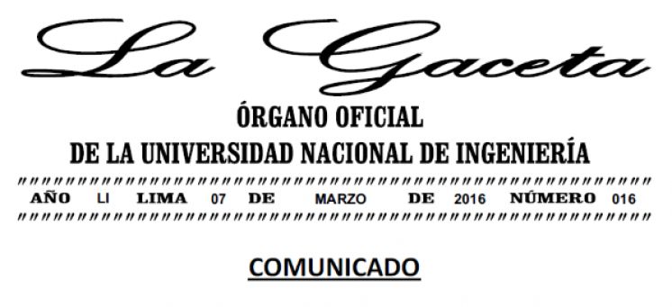 Gaceta 16: Convocatoria de Asamblea General de Estudiantes para conformación del CE-UNI del ACUNI