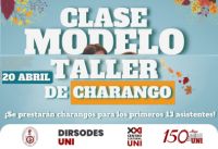Clase Modelo Taller de Charango a realizarse el Lunes 20 de abril en el Sal&oacute;n Multiusos, con INGRESO LIBRE.